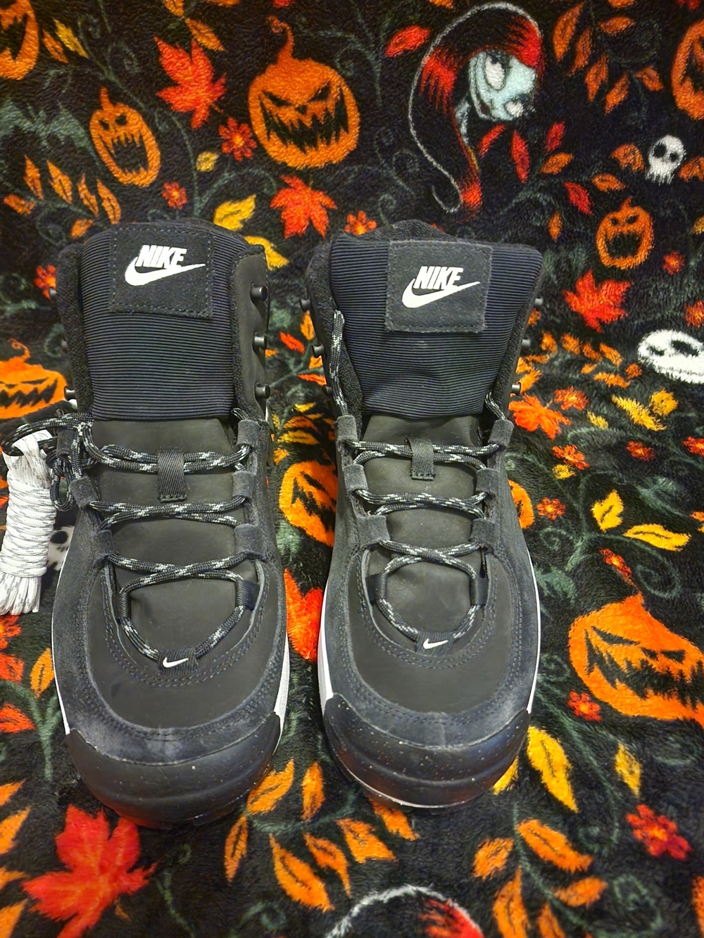 Nike Black Lace-Up Women's High-Top Boots with White Swoosh